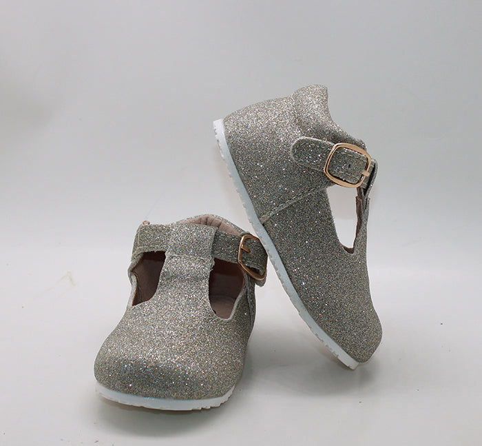 RTS (SIZES 2,4) Moss Gold Smooth Glitter Tstraps