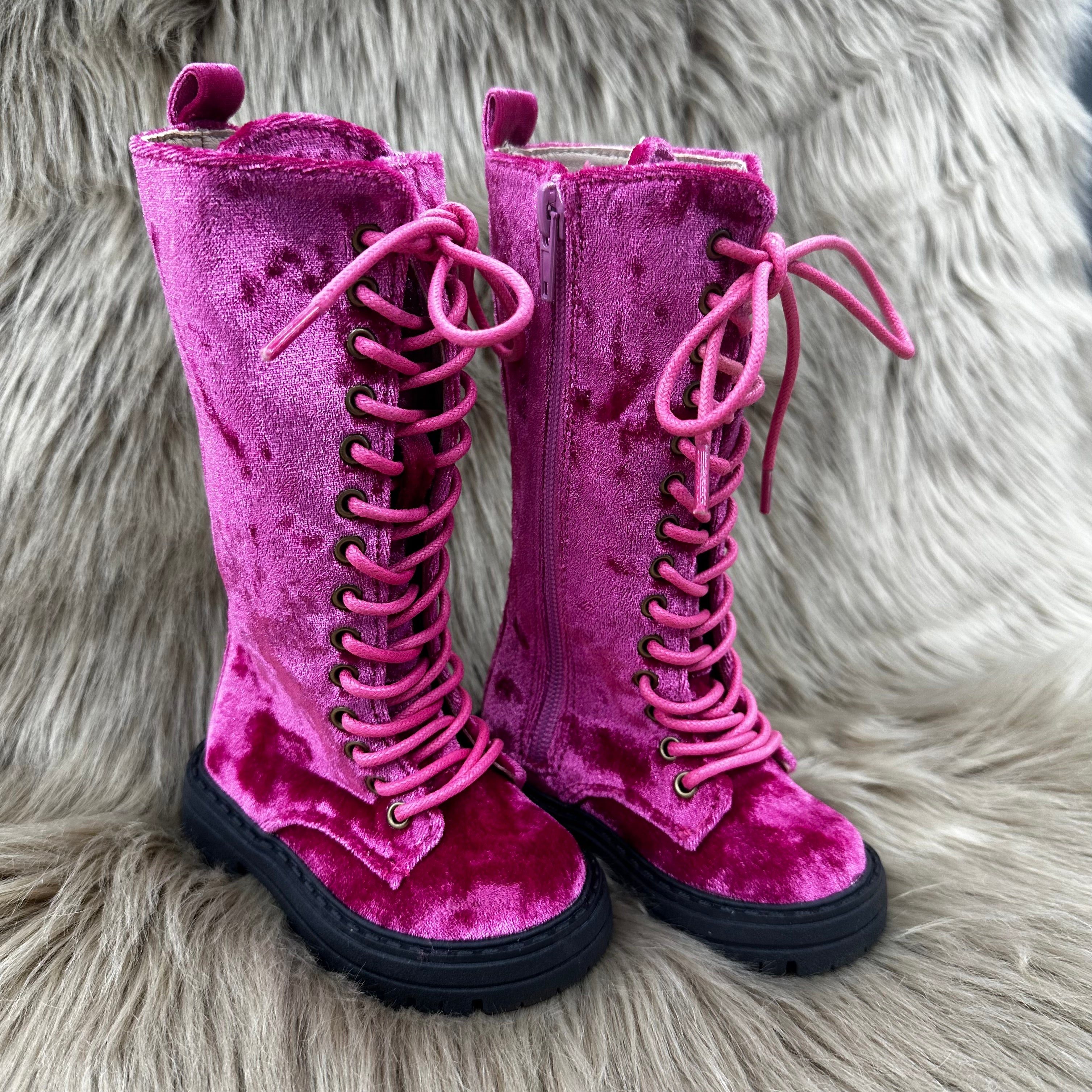 Pink crushed best sale velvet boots