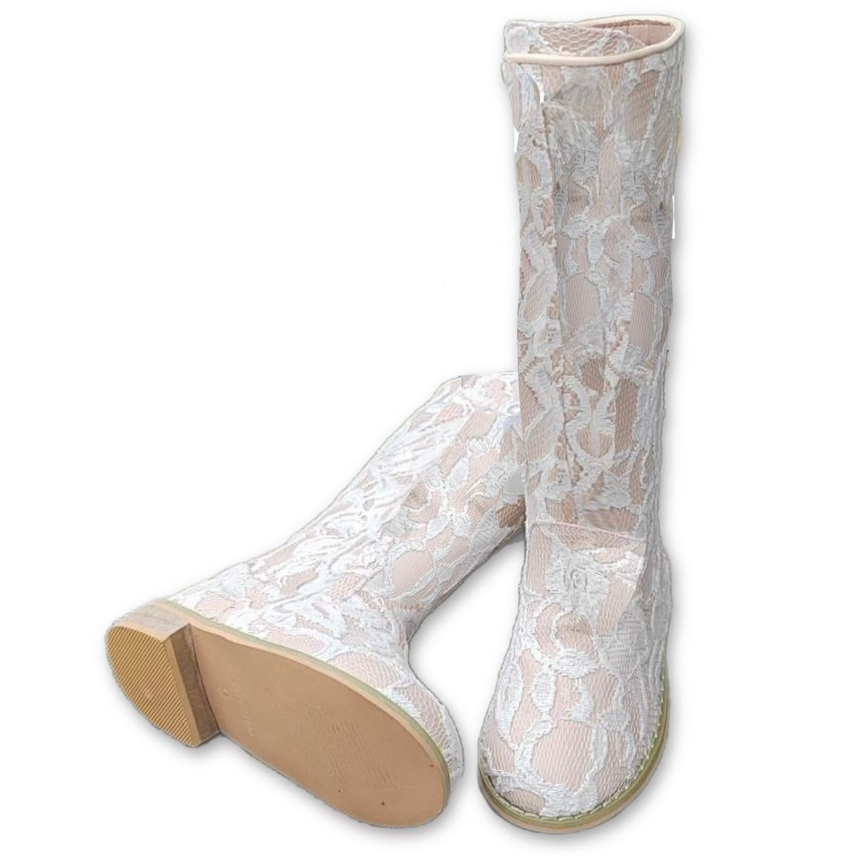 RTS Tall Cream Lace Boot (SZ 9)