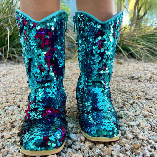 RTS Teal/Magenta FLIP SEQUIN Cowgirls