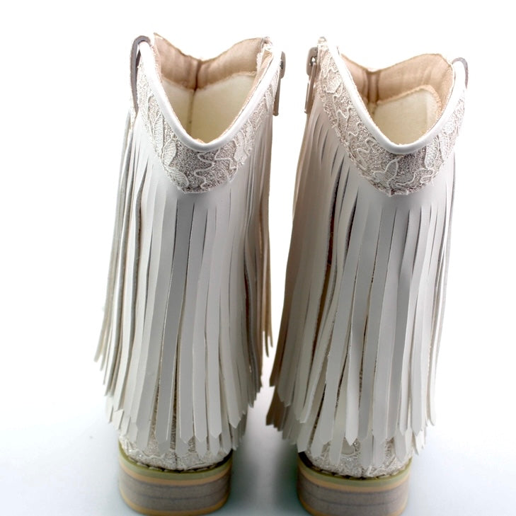 PREORDER Cream Lace Glitter Double Fringe Cowgirl