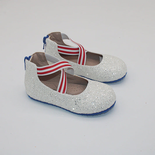 RTS White Glitter Ballerina Blue Sole (SIZES 2)